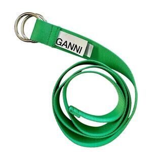 Ganni Island Green Webbing Double Ring Belt - One Size Fits Many